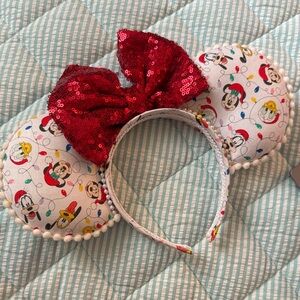 Disney Red Sequin Bow Minnie Mouse Ears Headband